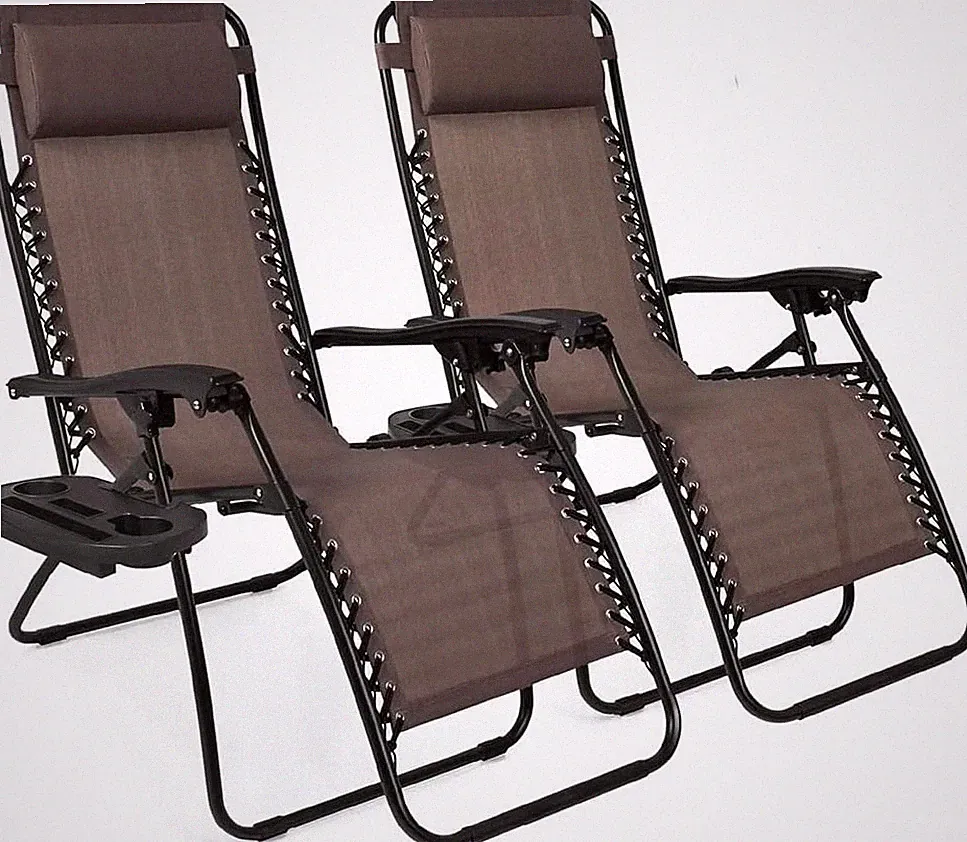 2-Pack of Outdoor Reclining Chairs Zero Gravity Chair Patio Pool Lounge Chairs