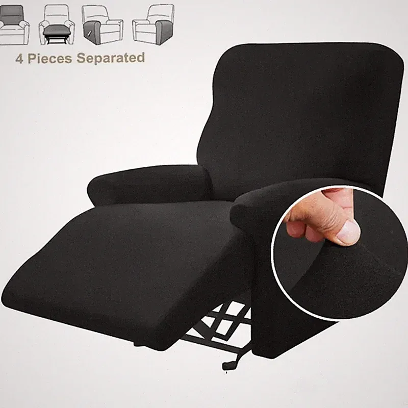 4pcs/set Solid Color Recliner Sofa Cover for Living Room Non Slip Armchair Cover