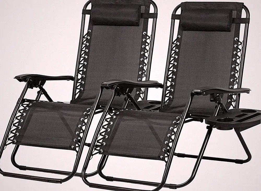 Adjustable Zero Gravity Recliner Chairs with Pillow & Cup Holder - Set of 2