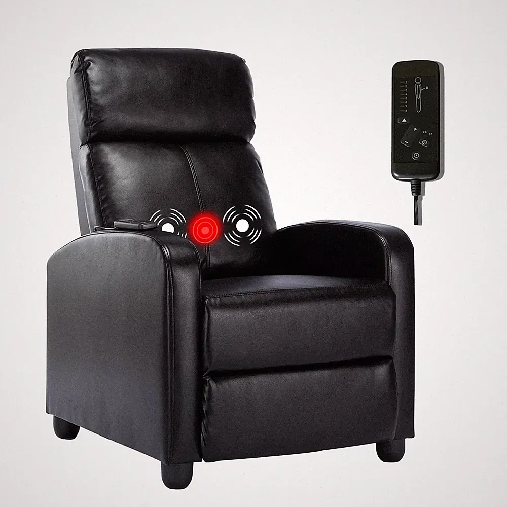 Canmov Massage Recliner w/ 2 Vibrating Nodes - 160° Adjustable + Remote black