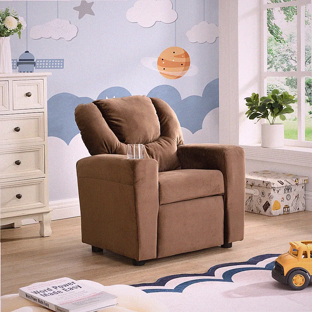 Kids Recliner Chair in Black PVC - Comfortable Seating for Little Ones
