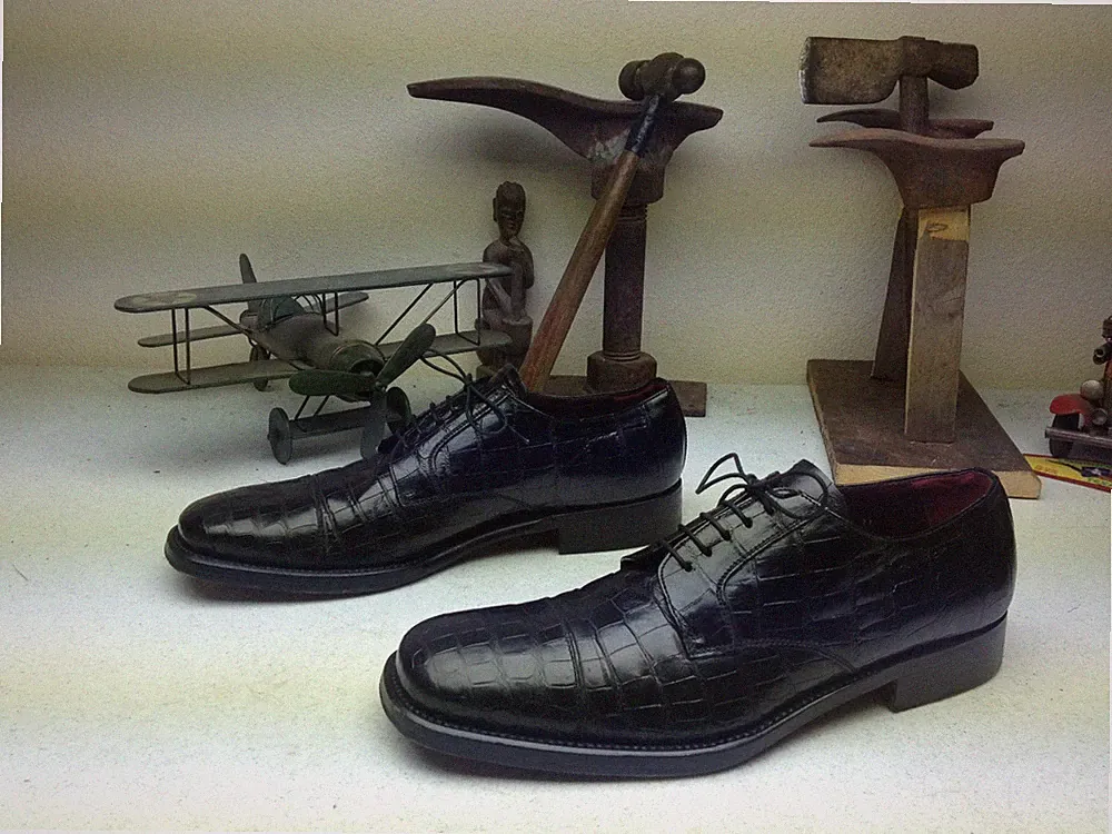 MADE IN ITALY DOLCE GABBANA BLACK LEATHER POWER BUSINESS SHOES SIZE 11D