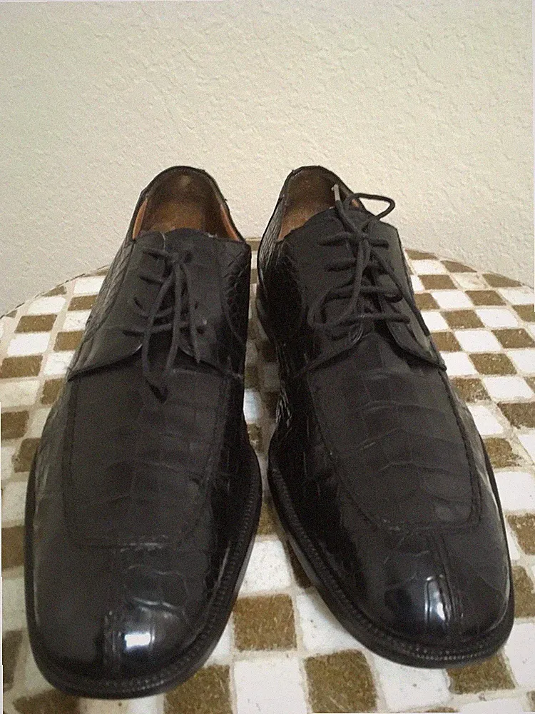 MEZLAN PLATINUM BLACK ALLIGATOR POWER SHOES 12 D