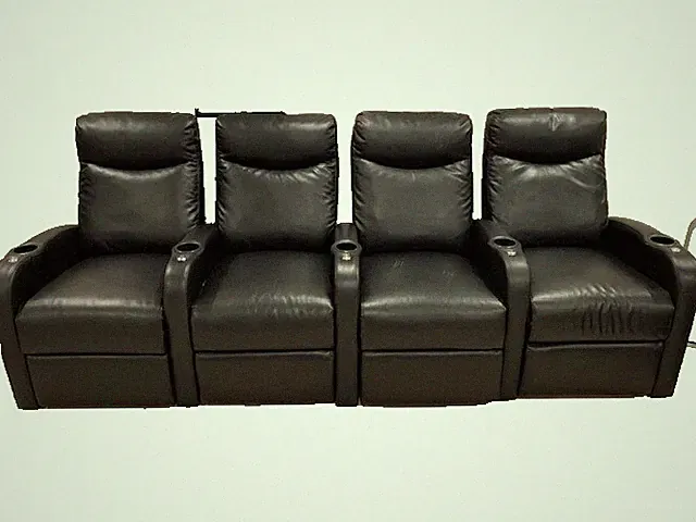 Octane Home Theater Seating Black Recliners w/ Cup Holder, Row of 4