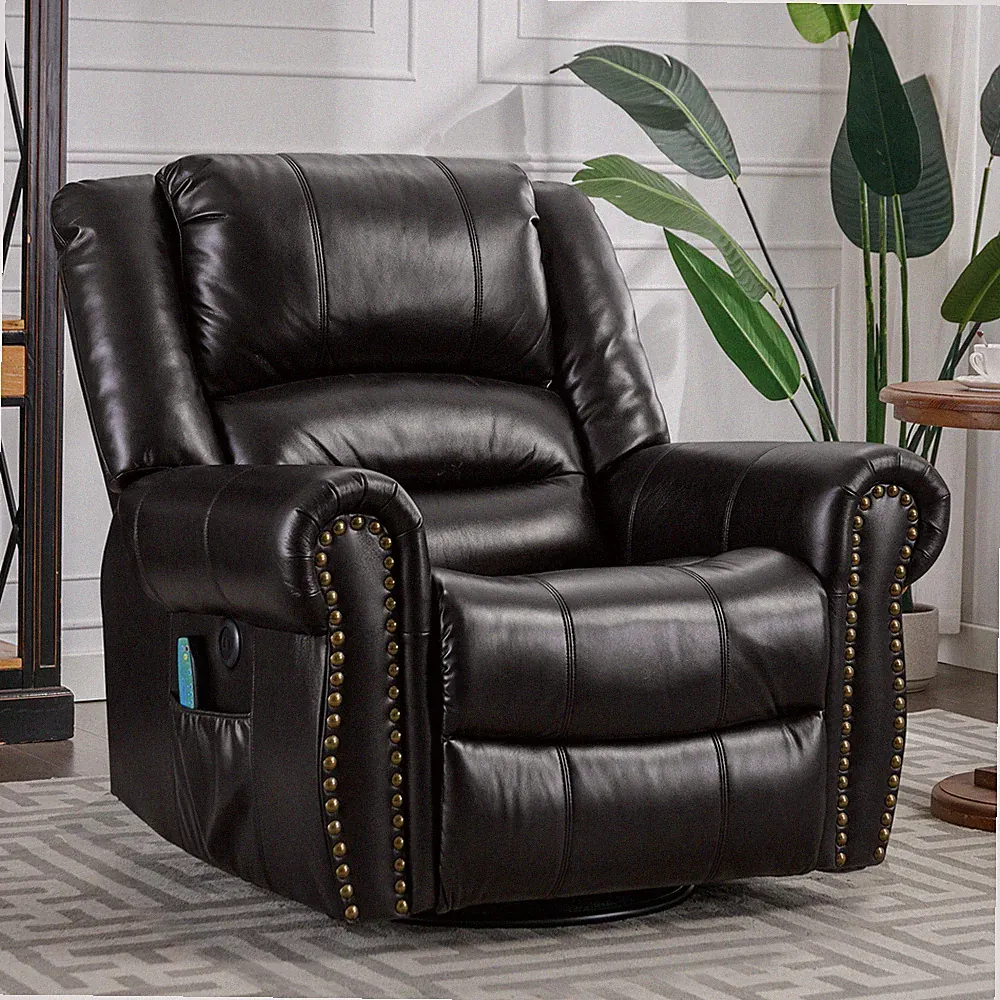 Swivel Rocker Recliner Chair Manual Glider Rocking Recliner with Heated Massage