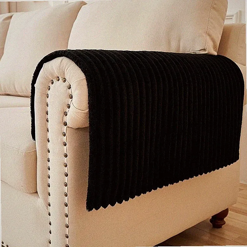 Waterproof Anti-Slip Sofa Armrest Cover Protector Soft Washable Velvet Blanket