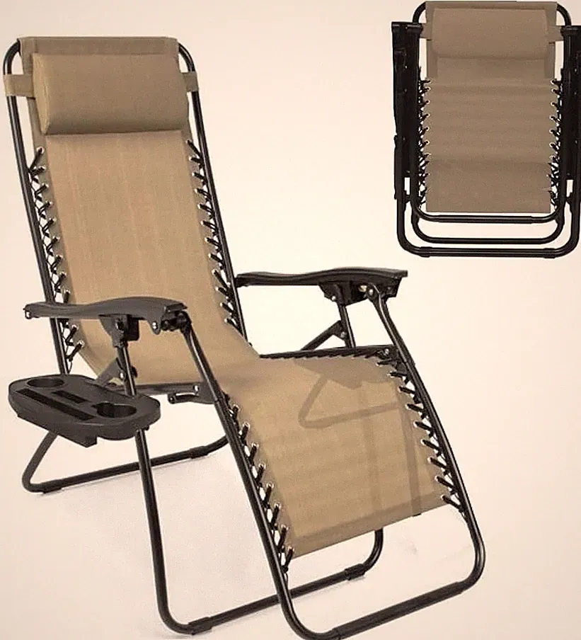 Zero Gravity Chair, Folding Outdoor Patio Lounge Chair Recliner w/ Cup Holder